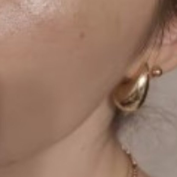 Gold Teardrop Earrings With 925 SS Posts - Picture 2 of 2
